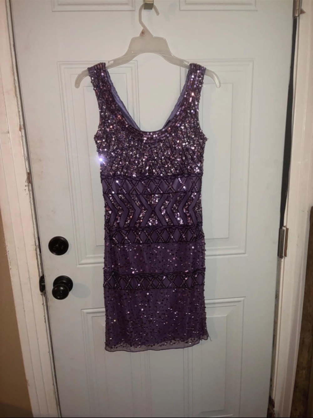 Jump Purple Beaded Sleeveless Mini Dress